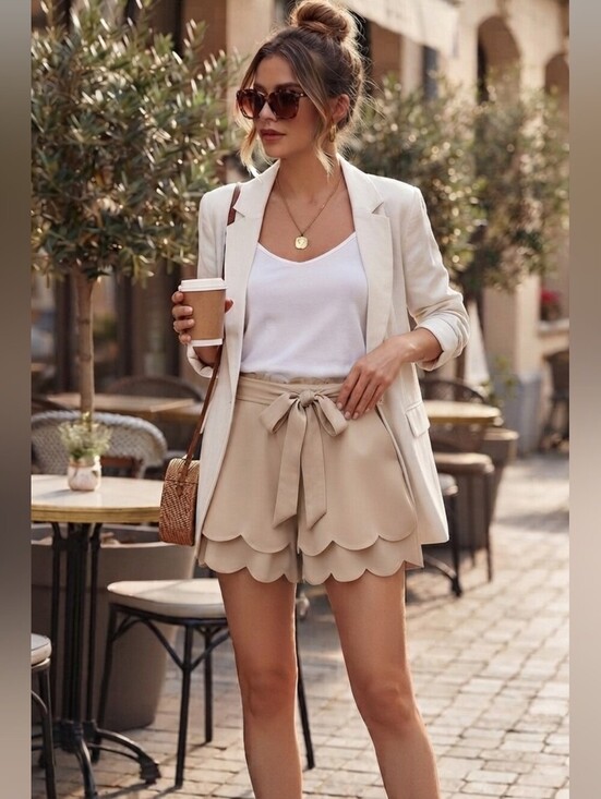 ANDREE BY UNIT Pants - Andree By Unit Ruffle Shorts Belted Sz Large